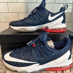 LeBron Nike Men's Blue and White Athletic Shoes